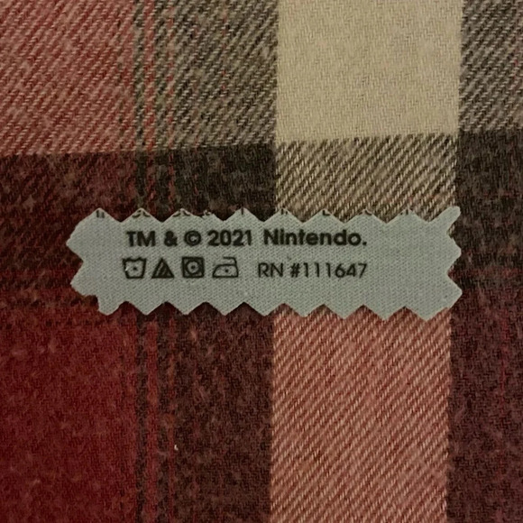 Nintendo Super Mario Flannel Shirt Mens Large XL Retro Handmade Upcycled Red - Picture 12 of 12